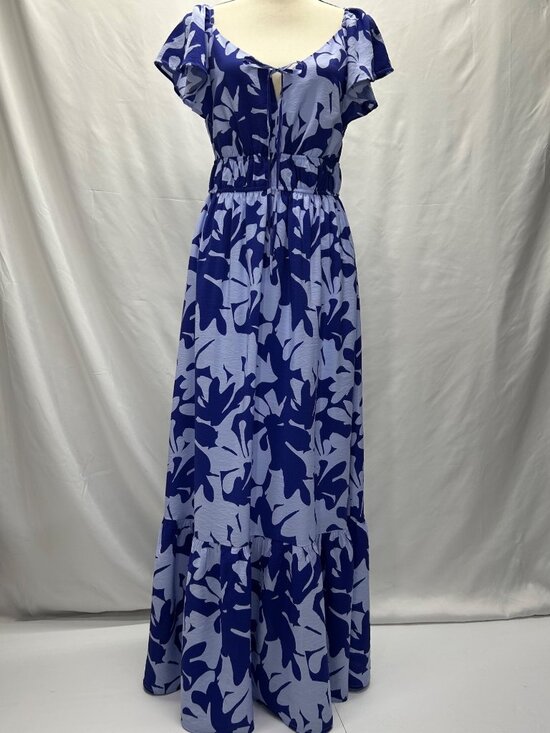 Nine West Dresses & Skirts - Nine West Blue & White Floral Ruffle Sleeve Maxi Dress With Tie Front Detail Ela